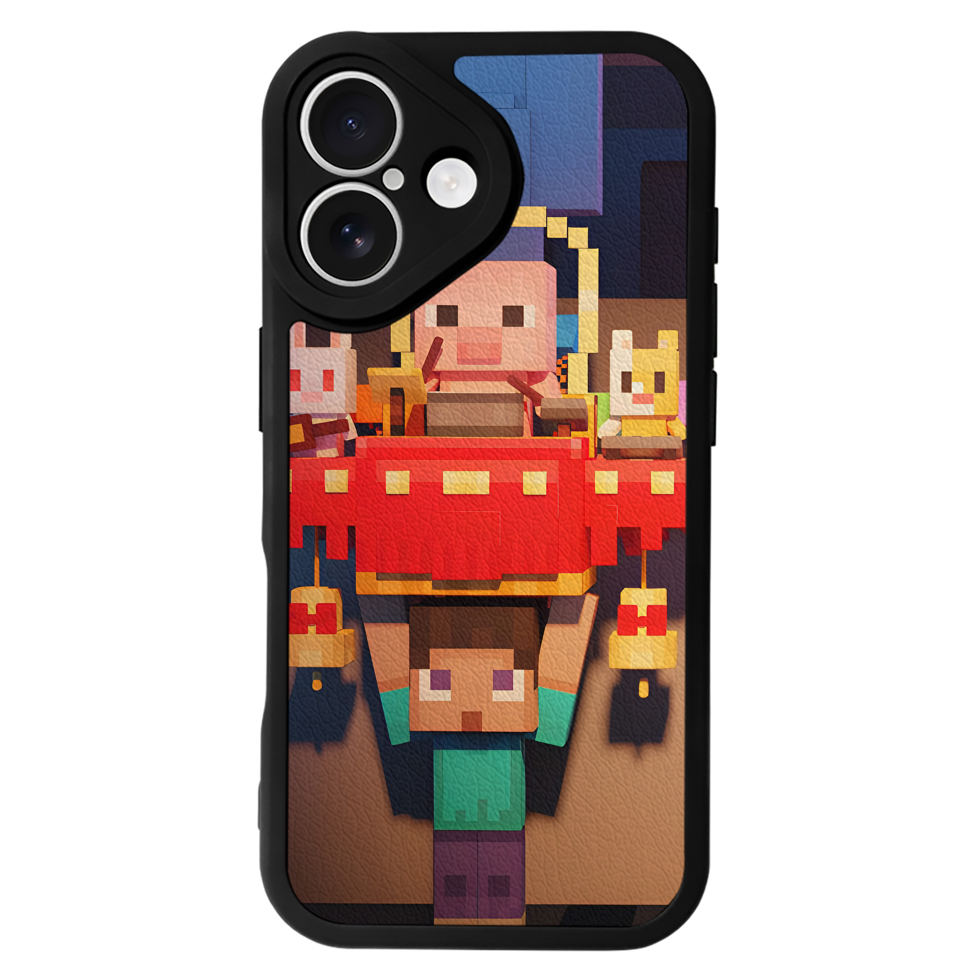 （画像用） マインクラフト ブロックの世界 Minecraft MC Block world 【iPhone 16シリーズ対応】シリコンスマホケース（レザー調） 材質：シリコン